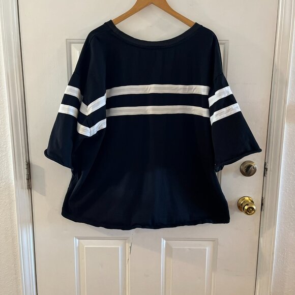 Free People Movement Woman's Rugby Striped Over-sized Top Sz Med - Picture 5 of 8